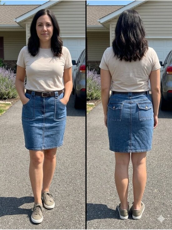 Chico's Dresses & Skirts - Chico's Medium Wash Denim Skirt Stretch Pockets Blue Jean Straight Casual 2